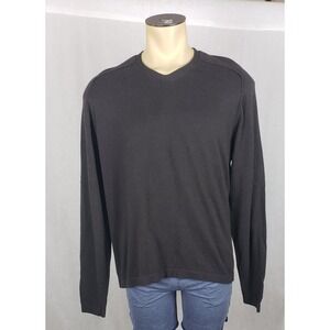 IMPERMEABLE PLATINUM V Neck Cotton Cashmere Sweater Mens L Brown Cozy Casual